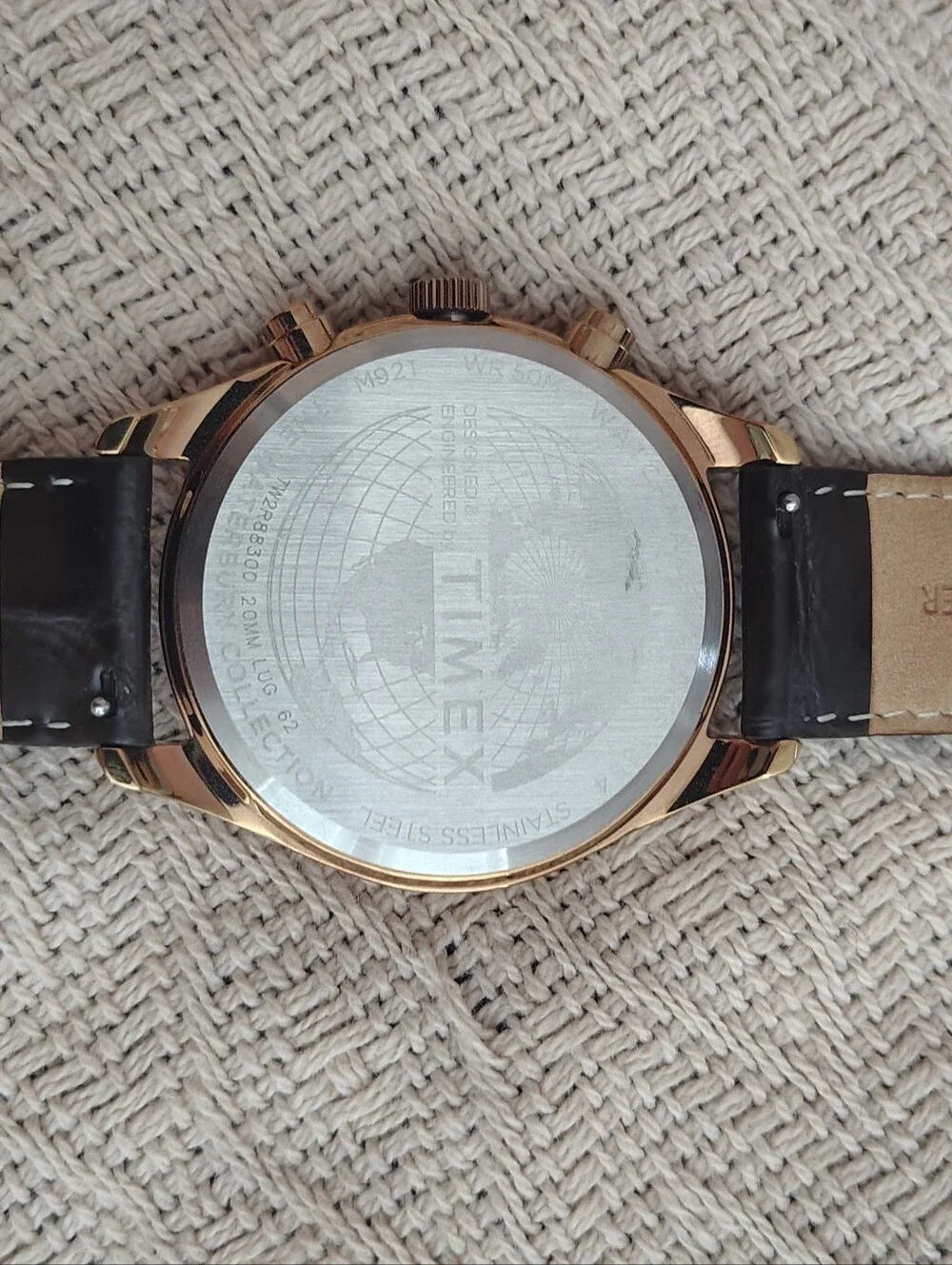 Timex Waterbury Rose Gold Tone Case with Cream Dial and Brown Leather Strap